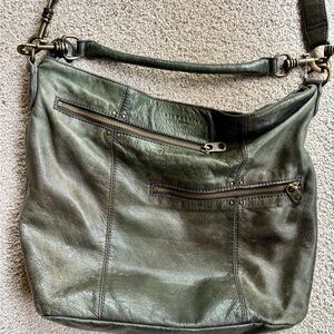 Liebeskind Berlin Dark Green Charcoal Gray Leather Shoulder Crossbody Bag
